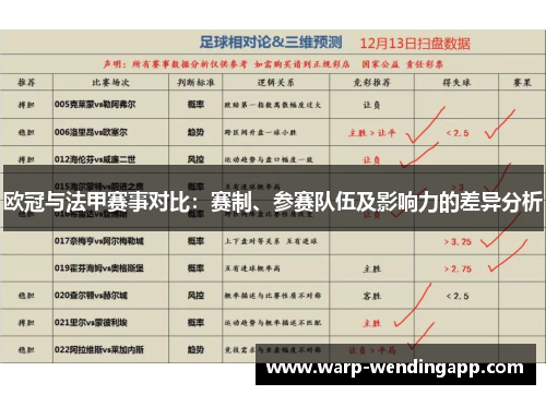 欧冠与法甲赛事对比:赛制、参赛队伍及影响力的差异分析 欧冠与法甲赛事对比:赛制、参赛队伍及影响力的差异分析